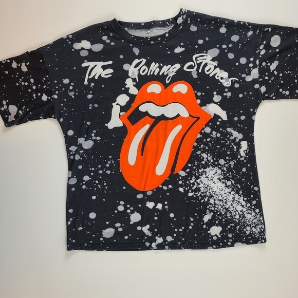 Rolling Stones Bleach Spattered Black T-Shirt Size Med - Picture 5 of 5